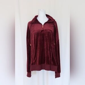 Champion C9 1/4 Zip Velour Pullover Shirt Womens Size XL Red Maroon